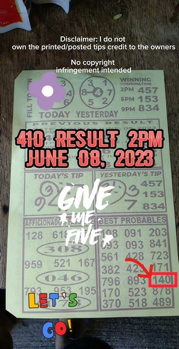 410 swertres result
